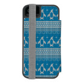 Blau gestrickter Hintergrund Incipio iPhone Geldbeutel-Hülle (Folio Rückseite)