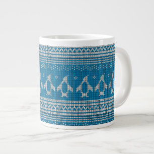Blau gestrickter Hintergrund Jumbo-Tasse