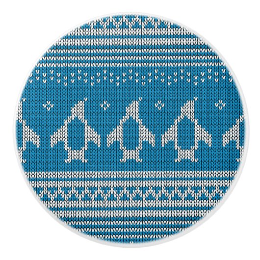 Blau gestrickter Hintergrund Keramikknauf (Vorderseite)