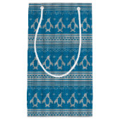 Blau gestrickter Hintergrund Kleine Geschenktüte (Vorderseite)