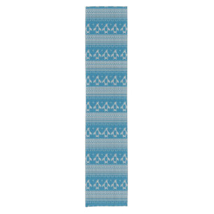 Blau gestrickter Hintergrund Kurzer Tischläufer
