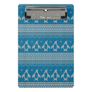 Blau gestrickter Hintergrund Mini Klemmbrett