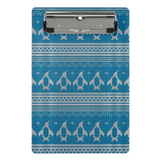 Blau gestrickter Hintergrund Mini Klemmbrett (Vorderseite)