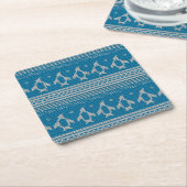 Blau gestrickter Hintergrund Rechteckiger Pappuntersetzer (angewinkelt)