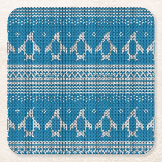 Blau gestrickter Hintergrund Rechteckiger Pappuntersetzer (Vorderseite)