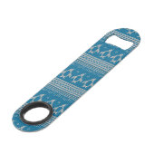 Blau gestrickter Hintergrund Speed Flaschenöffner (Vorderseite Schrägansicht)