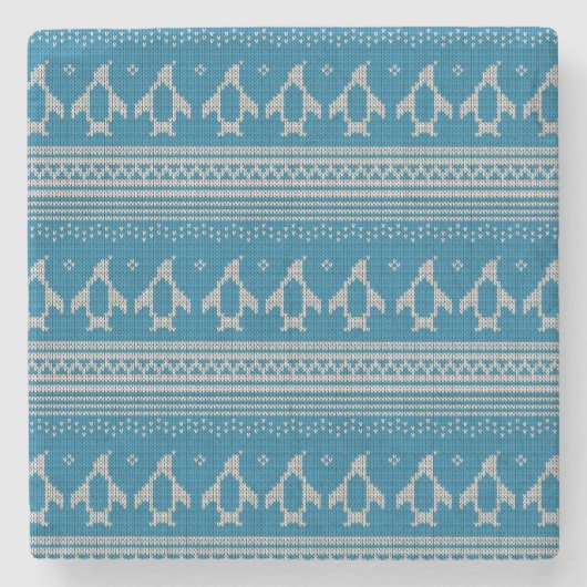 Blau gestrickter Hintergrund Steinuntersetzer (Vorderseite)