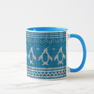 Blau gestrickter Hintergrund Tasse