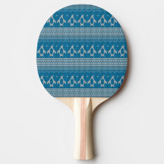 Blau gestrickter Hintergrund Tischtennis Schläger (Vorderseite)