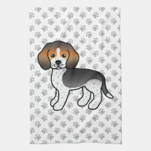 Blau getickter Beagle süßer Cartoon-Hund Geschirrtuch