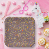 Blau getöntes Papier mit botanischem Muster im Vin Pappteller (Party)