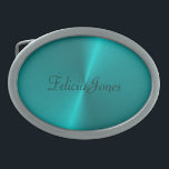 Blau glänzende Imitate Metal-Monogramm Ovale Gürtelschnalle<br><div class="desc">Blau glänzende Imitate Metalldruckdesign. Fügen Sie Ihren Namen auf diesem Design eines Gradienten Metall glänzende Oberfläche.</div>