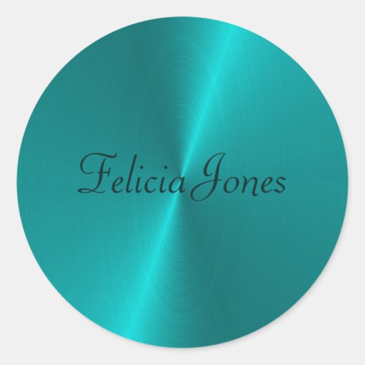 Blau glänzende Imitate Metal-Monogramm Runder Aufkleber (Vorderseite)