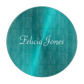 Blau glänzende Imitate Metal-Monogramm Schneidebrett (Vorderseite)