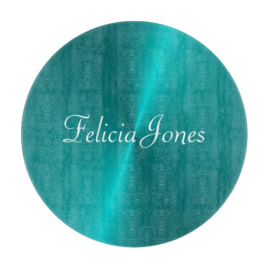 Blau glänzende Imitate Metal-Monogramm Schneidebrett (Vorderseite)