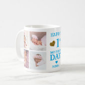 Blau Glücklich Erster Muttertag Mummy 5 Foto Kaffeetasse (Vorderseite Links)