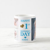 Blau Glücklich Erster Muttertag Mummy 5 Foto Kaffeetasse (Mittel)