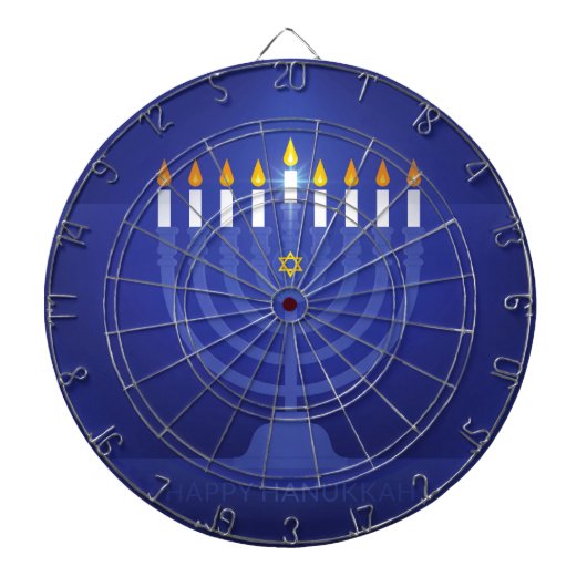 Blau glücklich hanukkah dartscheibe (vorne)