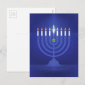 Blau glücklich hanukkah feiertagspostkarte (Vorne/Hinten)