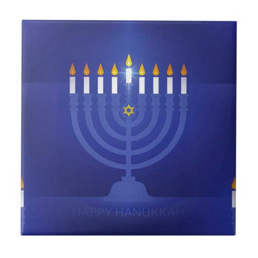 Blau glücklich hanukkah fliese (Vorderseite)