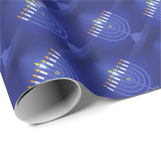 Blau glücklich hanukkah geschenkpapier (Rolleneckpunkt)