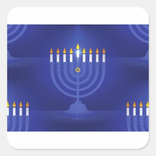 Blau glücklich hanukkah quadratischer aufkleber (Vorderseite)
