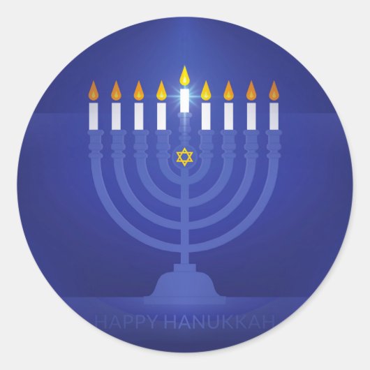 Blau glücklich hanukkah runder aufkleber (Vorderseite)