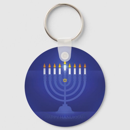 Blau glücklich hanukkah schlüsselanhänger (Vorderseite)