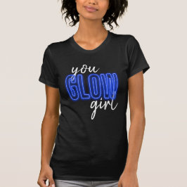 Blau glühen Sie Mädchen-Jersey-Shirt T-Shirt
