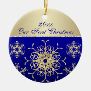 Blau, Gold1. Weihnachtsandenken-Verzierung Keramik Ornament