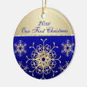 Blau, Gold1. Weihnachtsandenken-Verzierung Keramik Ornament (Links)