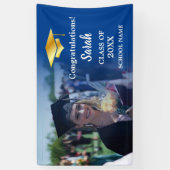 Blau | Gold Abschluss Custom Foto Class of 2025 Banner (Vertikal)