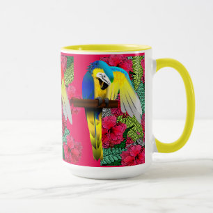 Blau-Gold Ara Papageiendruck Tasse