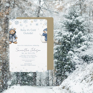 Blau & Gold Baby, es ist kalt draußen Schnee Baby Einladung