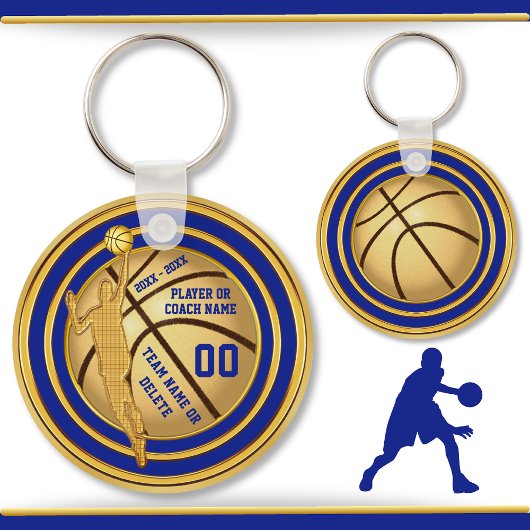 Blau, Gold (Blau ändern) Basketball-Gastgeschenke Schlüsselanhänger