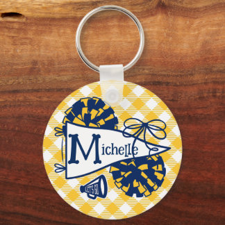 Blau-Gold-Cheer-Wimpel Personalisiertes Taschenanh Schlüsselanhänger