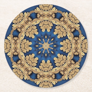 Blau Gold Deko-Papieruntersetzer Runder Pappuntersetzer