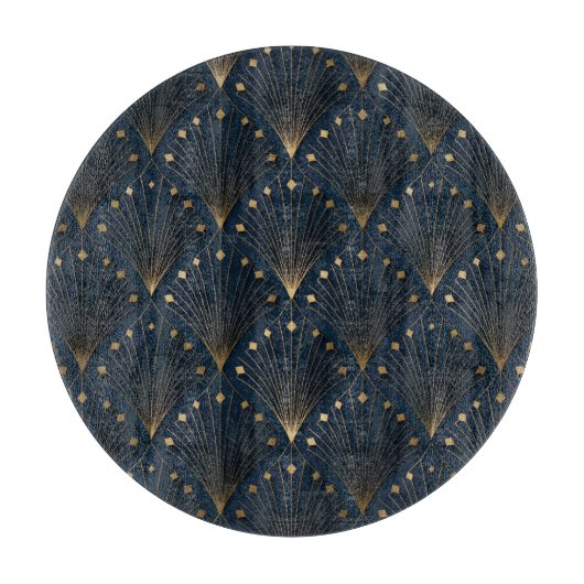Blau-Gold-Dekorationsmuster Schneidebrett (Vorderseite)