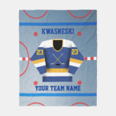 Blau| Gold Eishockeyschläger| Player Jersey Fleecedecke (Vorderseite)