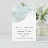 Blau-Gold-Foto ändern Datum Einladung (Stehend Vorderseite)