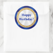 Blau, Gold Glitzer Look, Happy Birthday Stickers (Tasche)