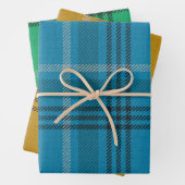 Blau, Gold, grün Kariert Geschenkpapier Set (Beispiel)