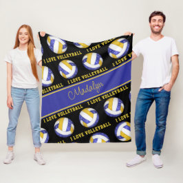 Blau Gold I Liebe Volleyball gürrisch personalisie Fleecedecke