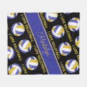 Blau Gold I Liebe Volleyball gürrisch personalisie Fleecedecke (Vorderseite (Horizontal))