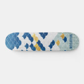 Blau-Gold-Individuelle Name des modernen geometris Skateboard (Horizontal)