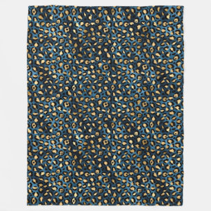 Blau-Gold-Leopard-Serie Design 1 Fleecedecke