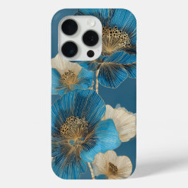 Blau Gold Linie Art Mohn Botanisch Blumig Case-Mate iPhone Hülle
