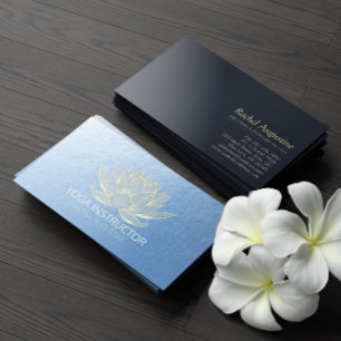 Blau Gold Lotus Yoga Meditation Reiki Trainer Visitenkarte