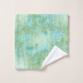 Blau & Gold Moderne Marmorplatte Abstrakt Badhandtuch Set (Waschlappen)