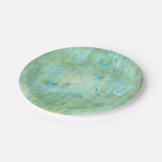 Blau & Gold Moderne Marmorplatte Abstrakt Pappteller (Schrägansicht)